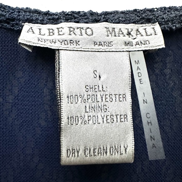 Alberto Makali Blouse Top S Small Chiffon Crochet Sequin Blue Green Art - Picture 5 of 11